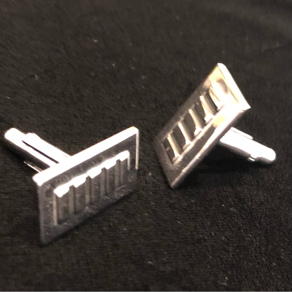 Mens Silver Rectangular Cufflinks Vintage Preowned Hickok